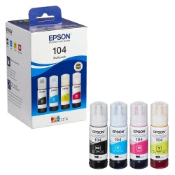 Epson 4 EPSON 104/T00P64  schwarz, cyan, magenta, gelb Tintenflaschen <span class="itemid">C13T00P640</span>