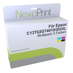 NexoPrint Tintenpatronen Multipack (5 Farben) f&#252;r Epson Typ 202 XL 