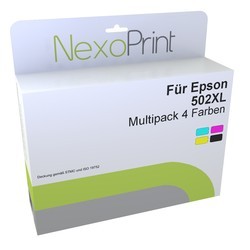 NexoPrint Tinten Multipack (4 Farben) f&#252;r Epson Typ 502 XL / C13T02W64010 