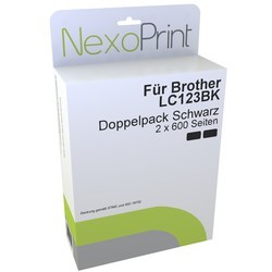 NexoPrint Tintenpatrone schwarz Doppelpack f&#252;r Brother LC123BKBP2DR 