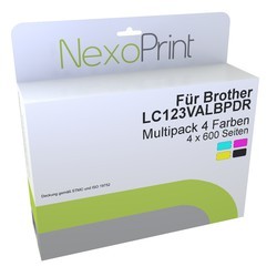 NexoPrint 4x Patronen Tinten Value Pack f&#252;r Brother LC123VALBPDR 