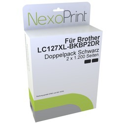 NexoPrint Tintenpatrone schwarz Doppelpack f&#252;r Brother LC127XLBP2DR 