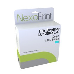 NexoPrint XL Tinte Cyan f&#252;r Brother LC1280XLC 