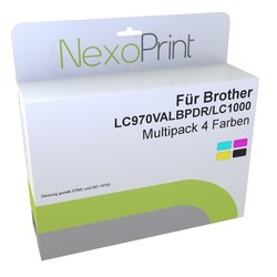 NexoPrint 4x Tinten Value Pack f&#252;r Brother LC970VALBPDR / LC1000VALBPDR 