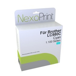 NexoPrint Tintenpatrone cyan f&#252;r Brother LC980C / LC1100HYC 